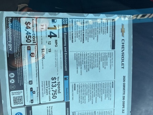 2026 Chevrolet Corvette Z06 3LZ